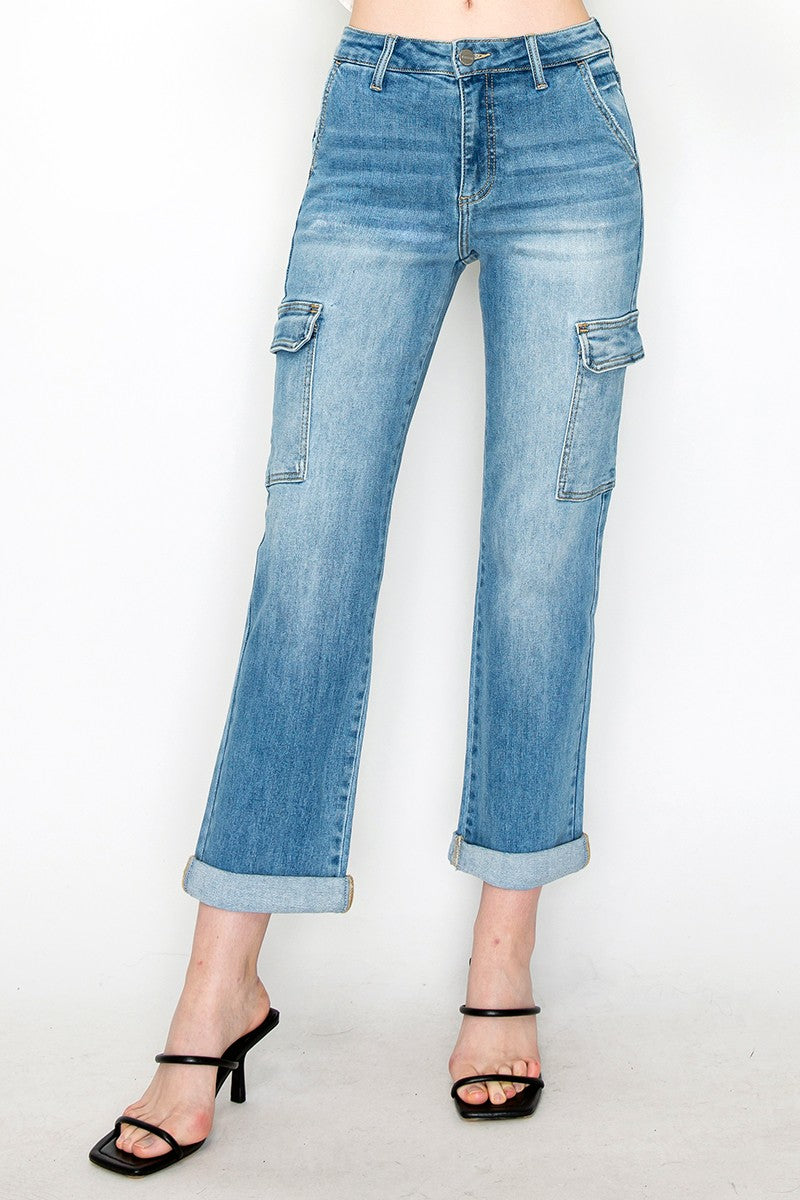 STRAIGHT ROLL UP CARGO JEANS