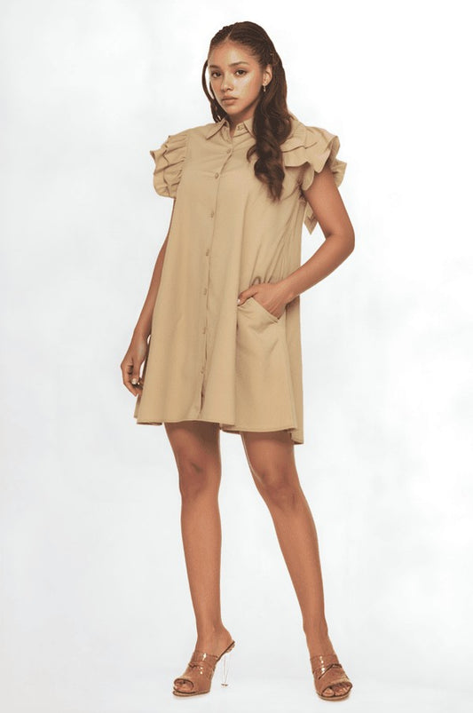 RUFFLE CHARM SHIRT DRESS