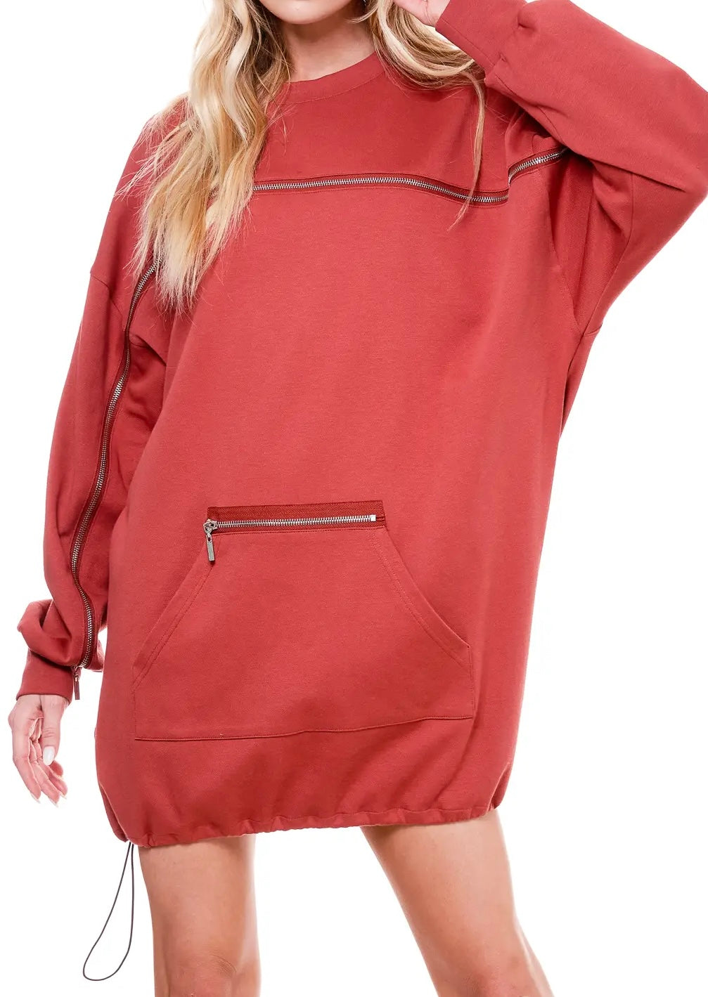 ZIP-CROSS SWEATSHIRT DRESS