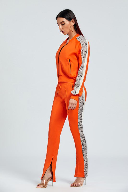 COZY ORANGE SNAKESKIN TRACKSUIT