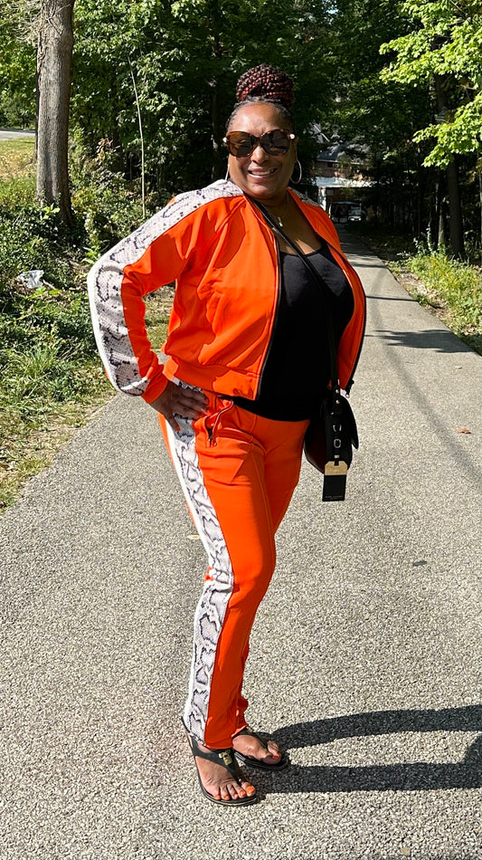 COZY ORANGE SNAKESKIN TRACKSUIT