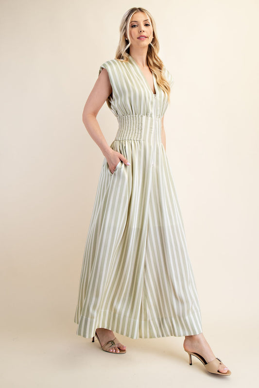 CAP-SLEEVE ZIPPER JUMPSUIT