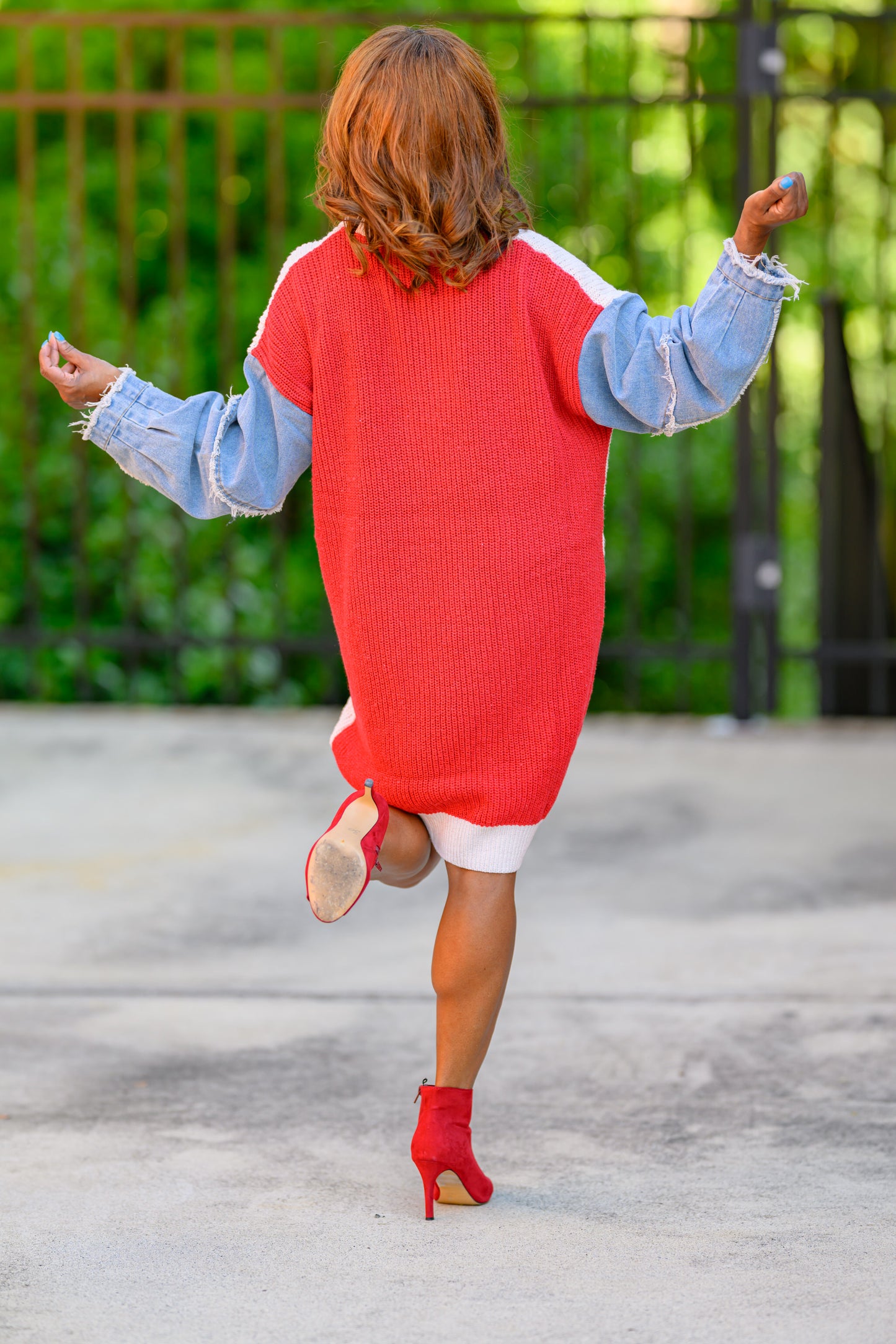 COLOR BLOCK SWEATER DRESS