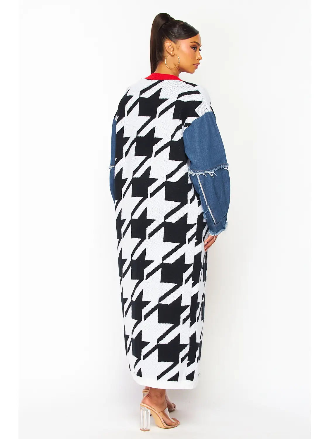 HOUNDSTOOTH DENIM CARDIGAN