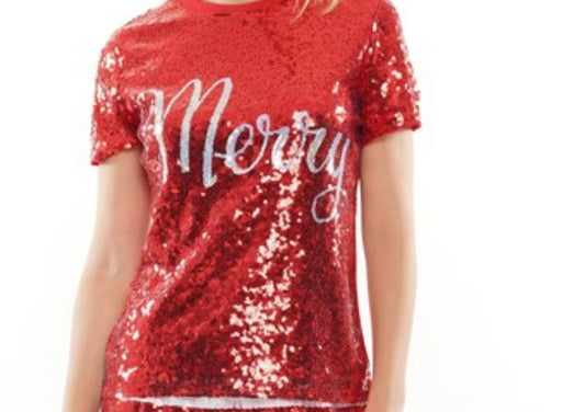 DAZZLING RED SEQUINED TOP