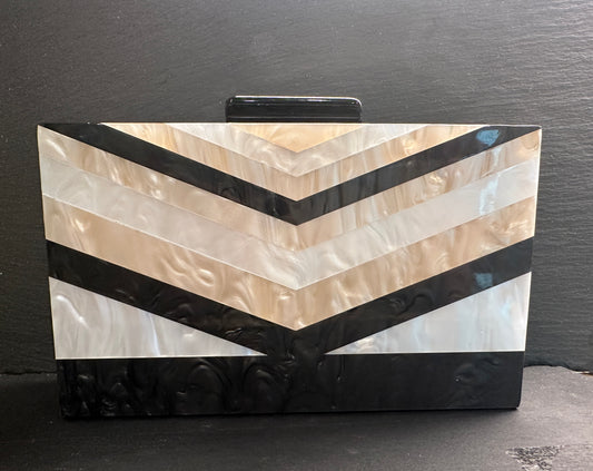 BLACK MULTI-COLOR ACRYLIC CLUTCH