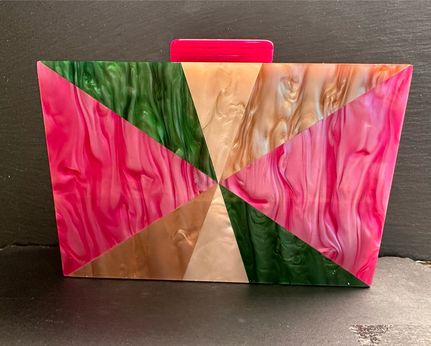 PINK MULTI-COLOR ACRYLIC CLUTCH