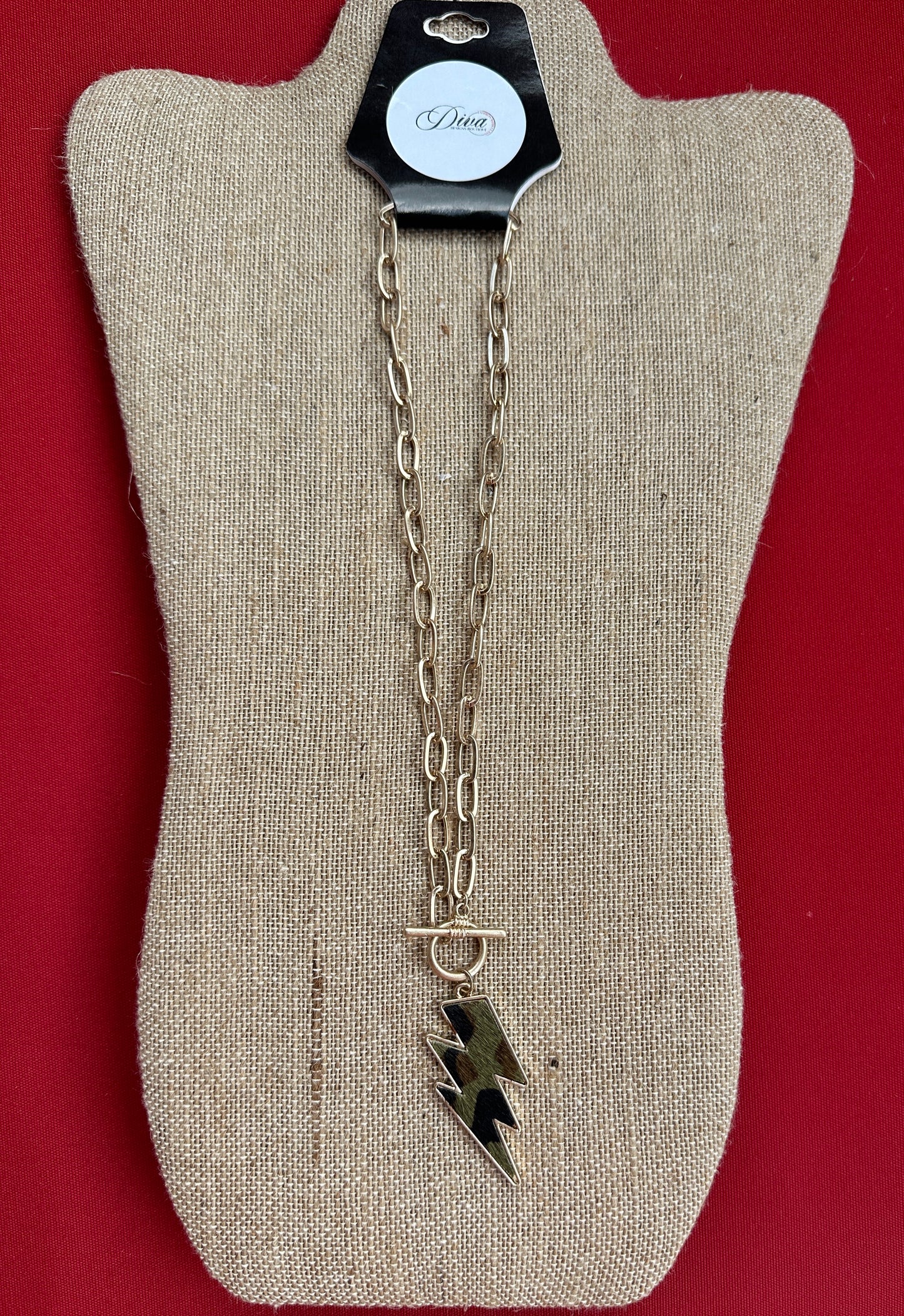 COWHIDE LIGHTNING NECKLACE