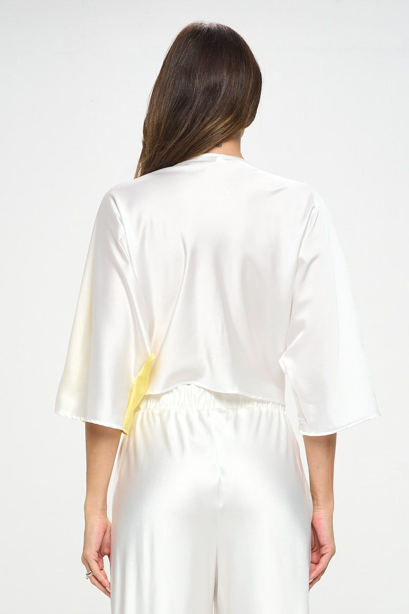 FRONT TWIST YELLOW AND WHITE BLOUSE