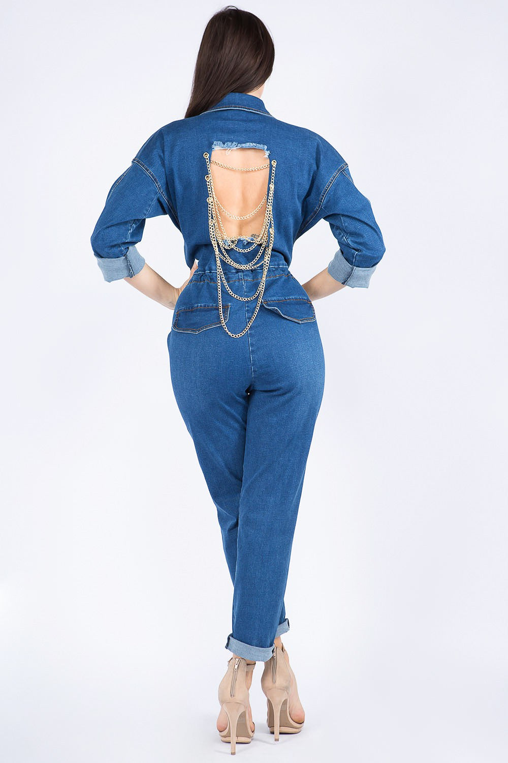 OFF THE CHAIN DENIM JUMPSUIT