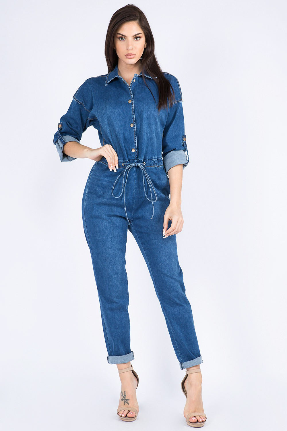 OFF THE CHAIN DENIM JUMPSUIT