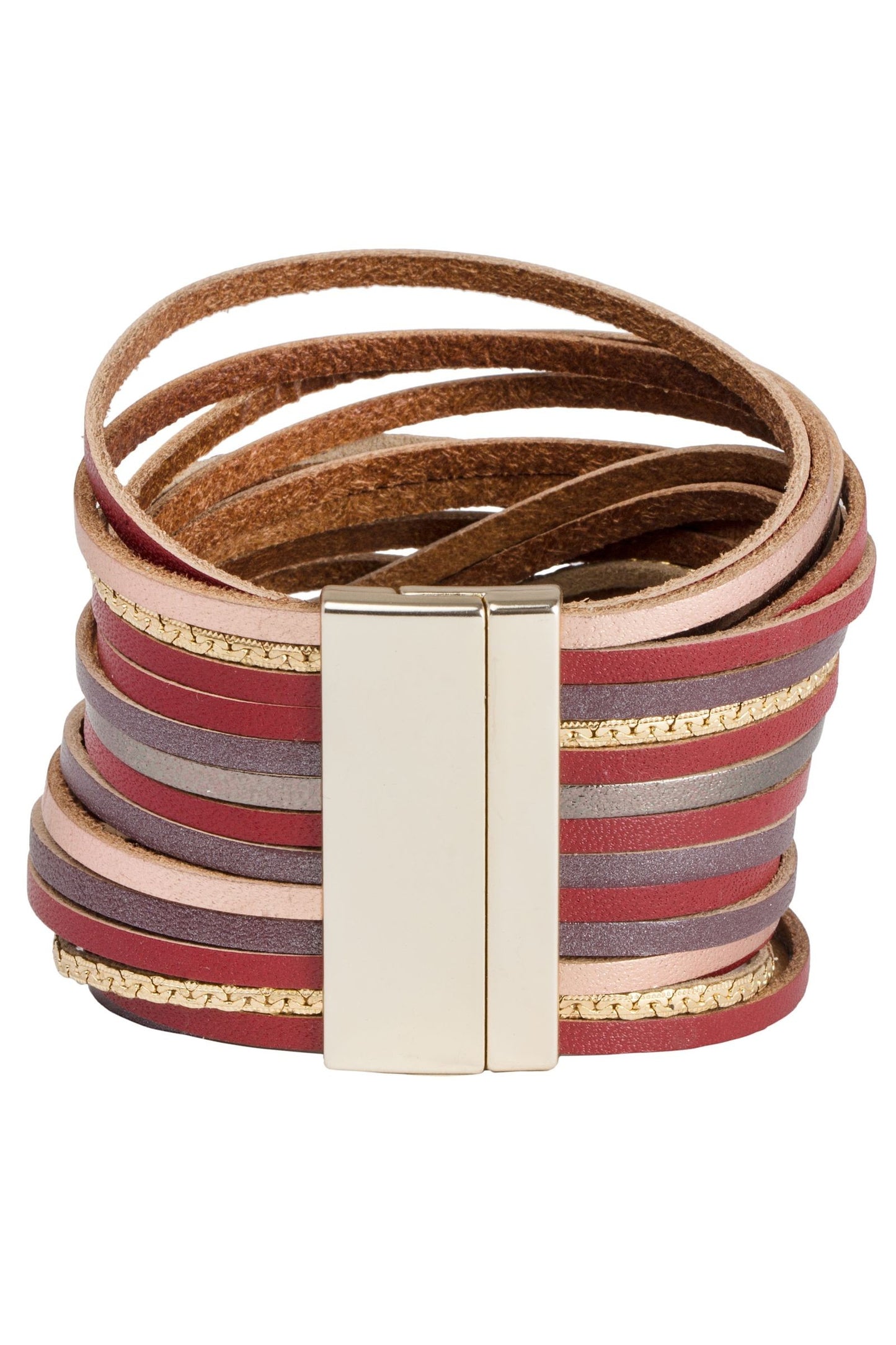 STACKABLE RED LEATHER BRACELET