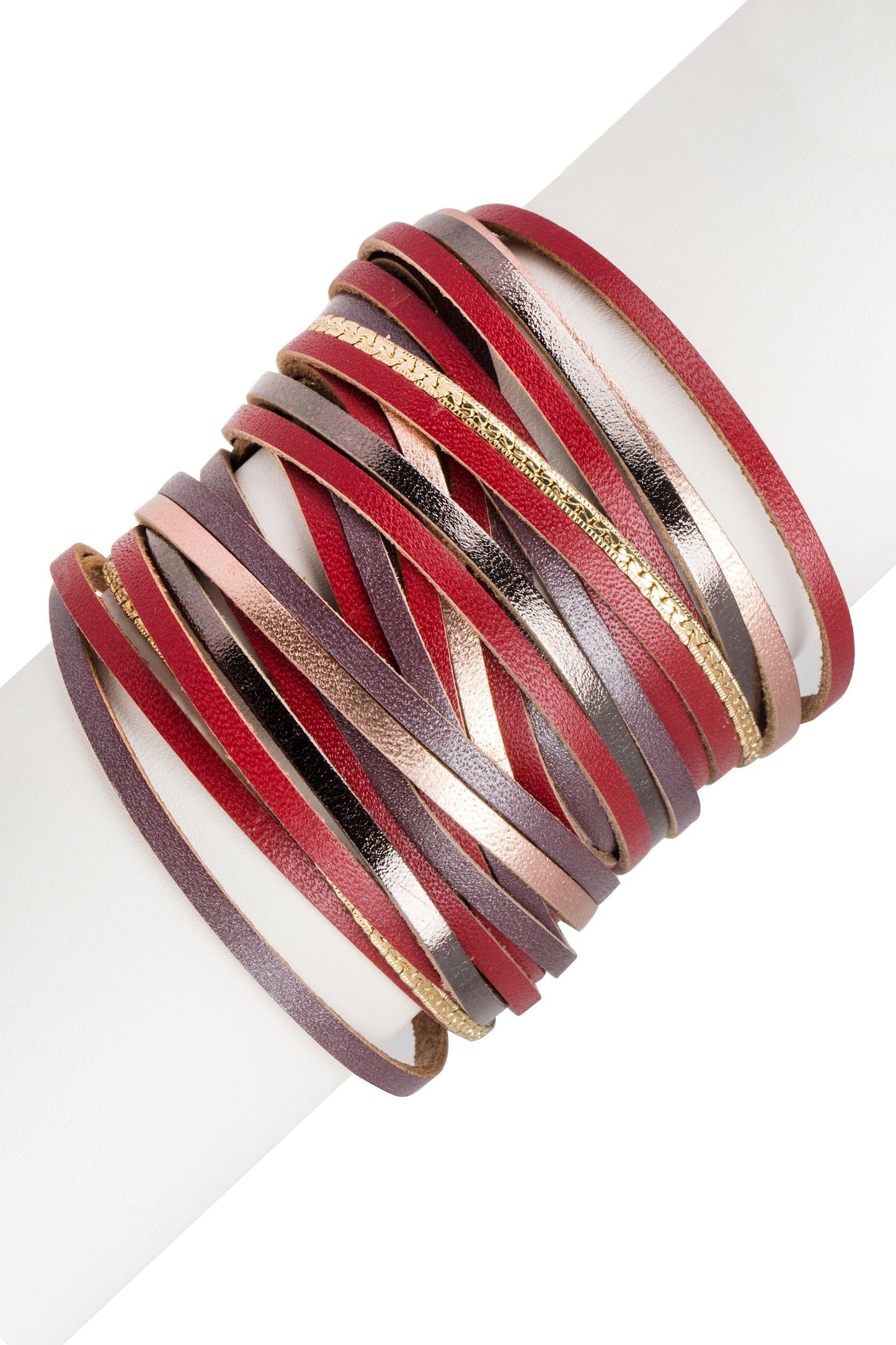 STACKABLE RED LEATHER BRACELET