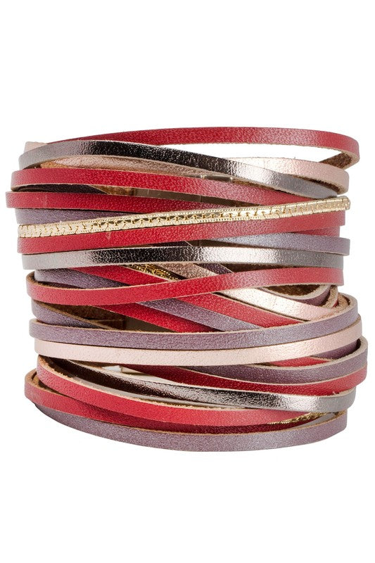 STACKABLE RED LEATHER BRACELET